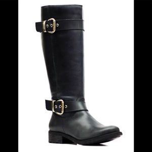 Black Navajo Extra Wide-Calf Leather Boot